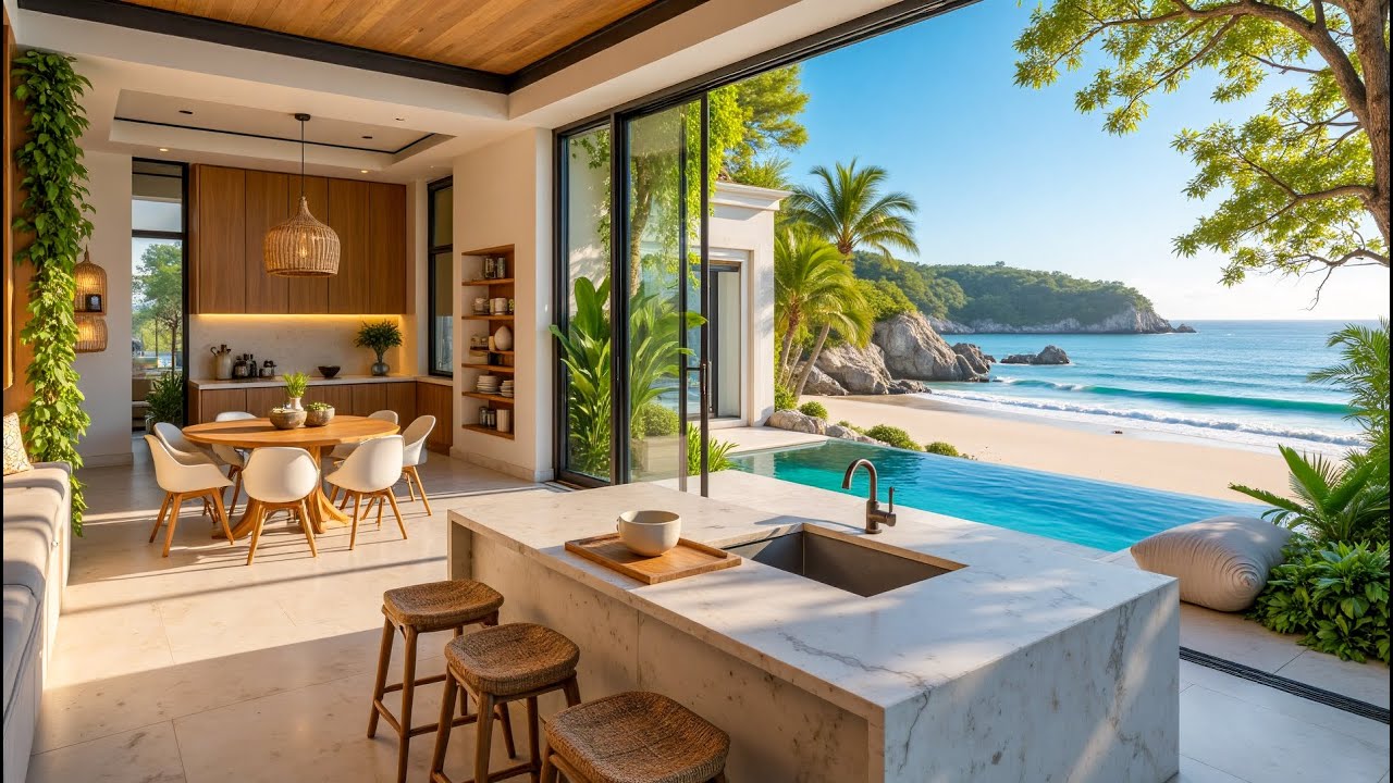 Coastal Spring Jazz Lounge With Peaceful Morning By The Sea | Nature Sound For Relax Your Mind