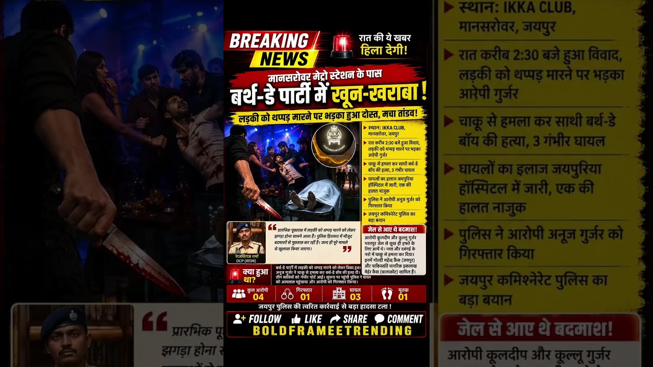 Jaipur Birthday Party Fight Turns Deadly😳| IKKA Club Mansarovar Knife Attack | Breaking News #Shorts