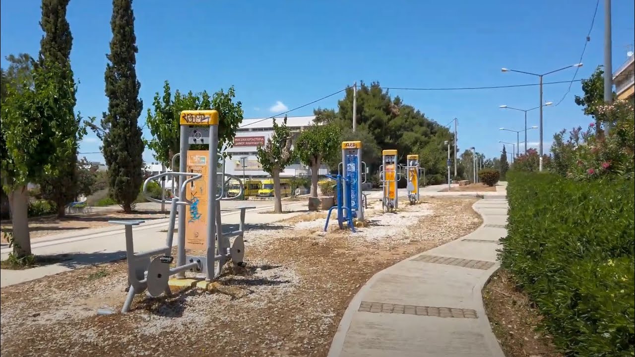 Ilioupoli walk on a sunny day in Athens, Greece