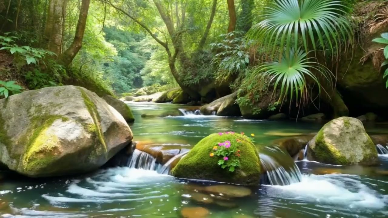 Forest River Night Ambience 🌲 River Sounds with Birds for Deep Sleep