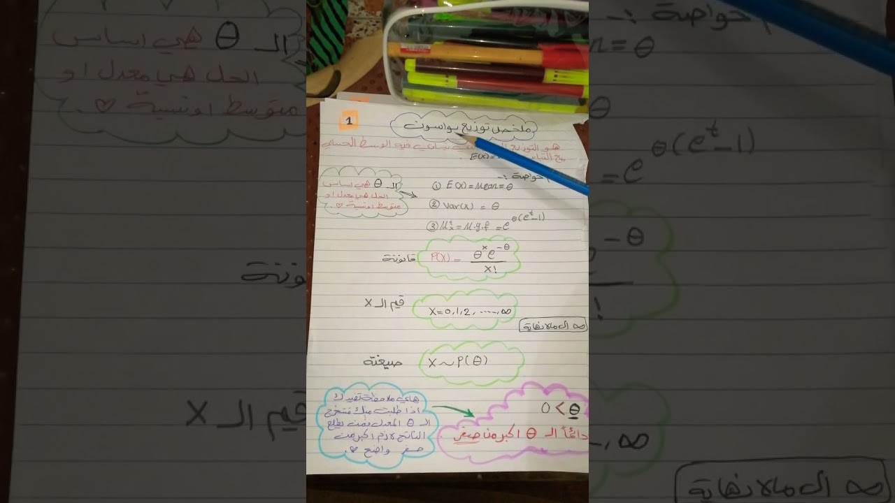 احتمالات متقدمه (محاضرة 23) مراجعه مركزة لتوزيع بواسون.