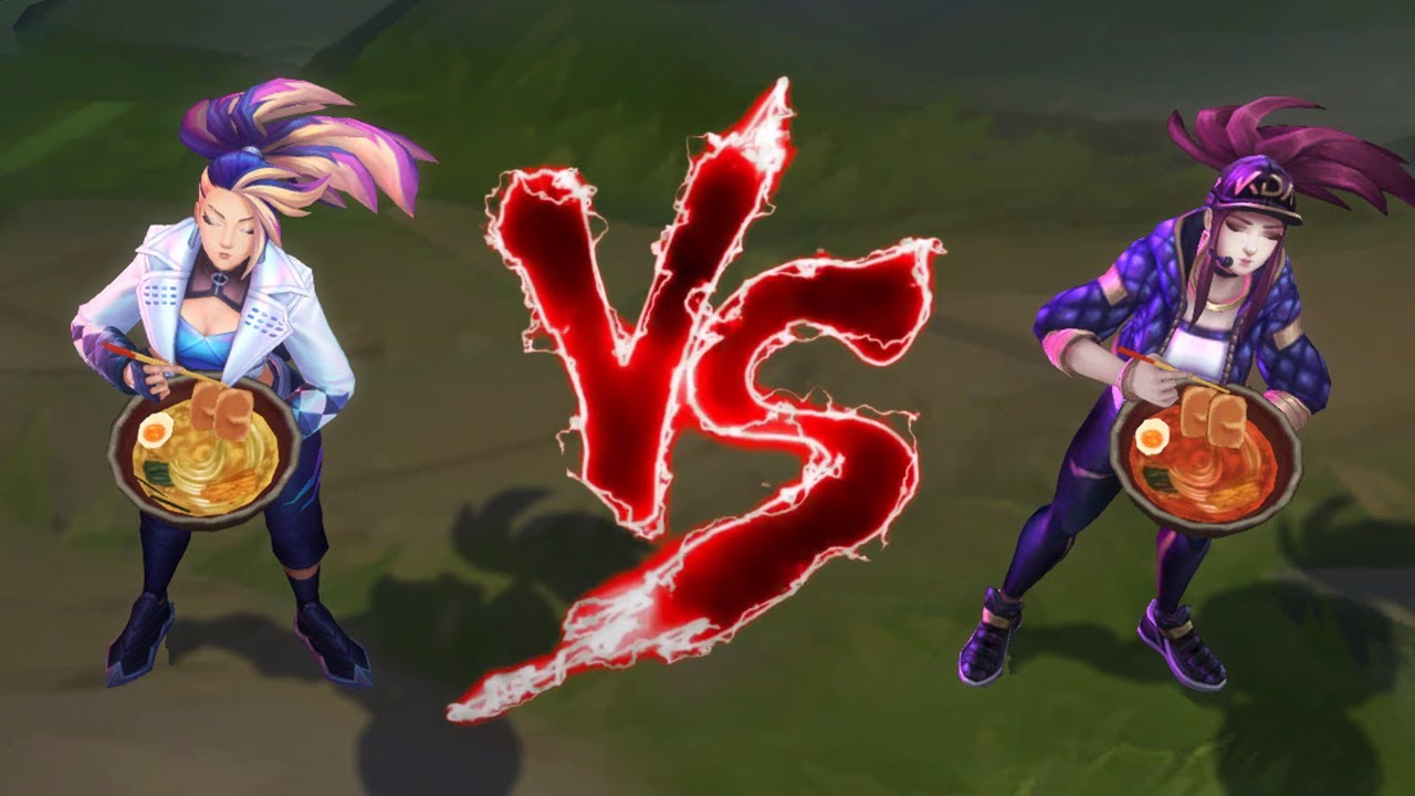 KDA ALL OUT 아칼리 VS KDA 아칼리 롤 스킨 비교 [KDA ALL OUT Akali VS KDA Akali Skin]
