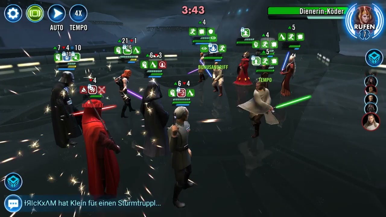 Palp Lead with Darth Vader duel ends (4 star relic 2) 15 DC gameplay TW vs Qadme double omicron