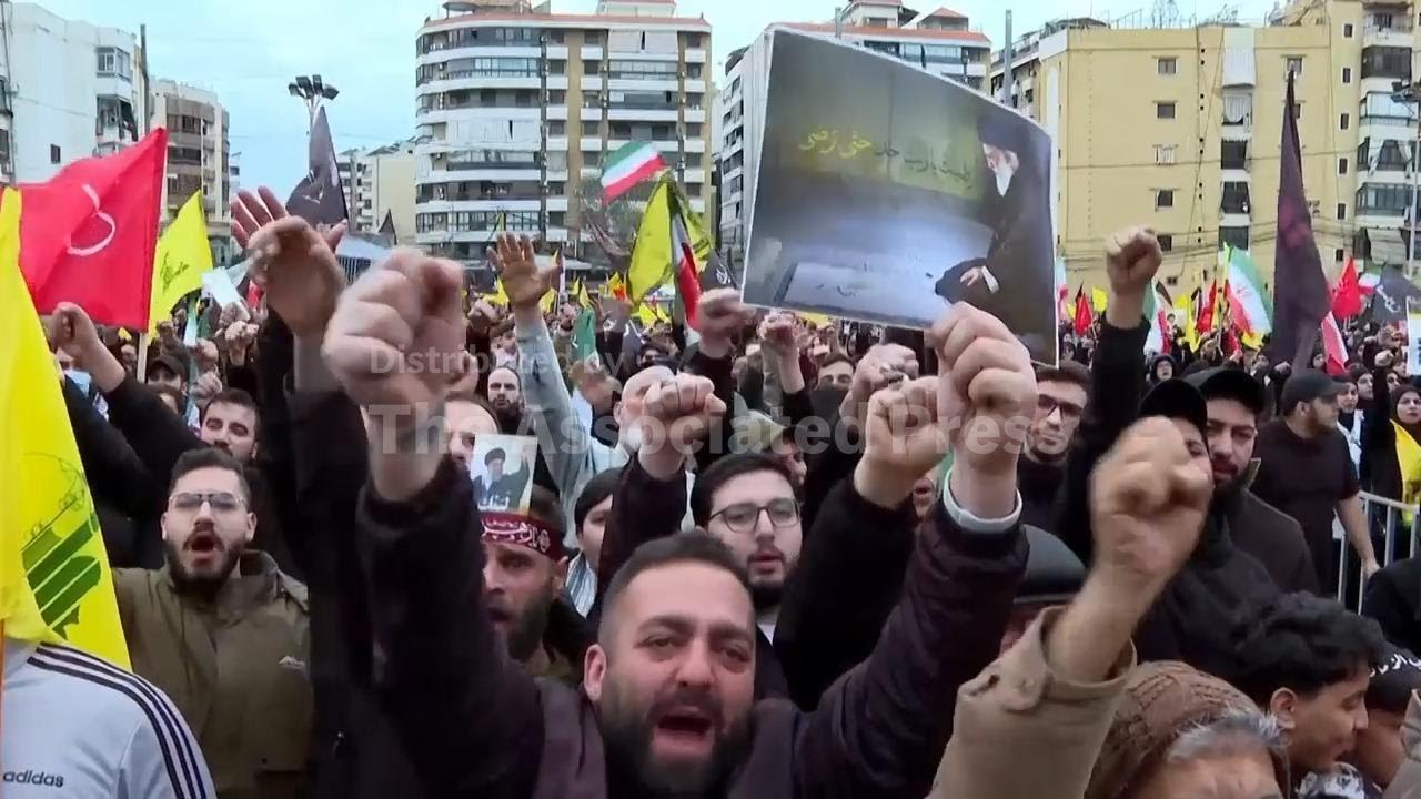 Hezbollah supporters in Lebanon pay tribute to Khamenei