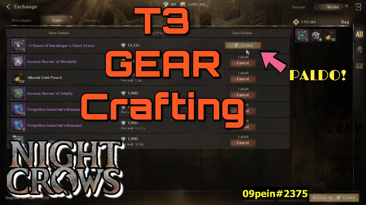 Night Crows: 1st Tier 3 Gear Crafting Paldo paba?