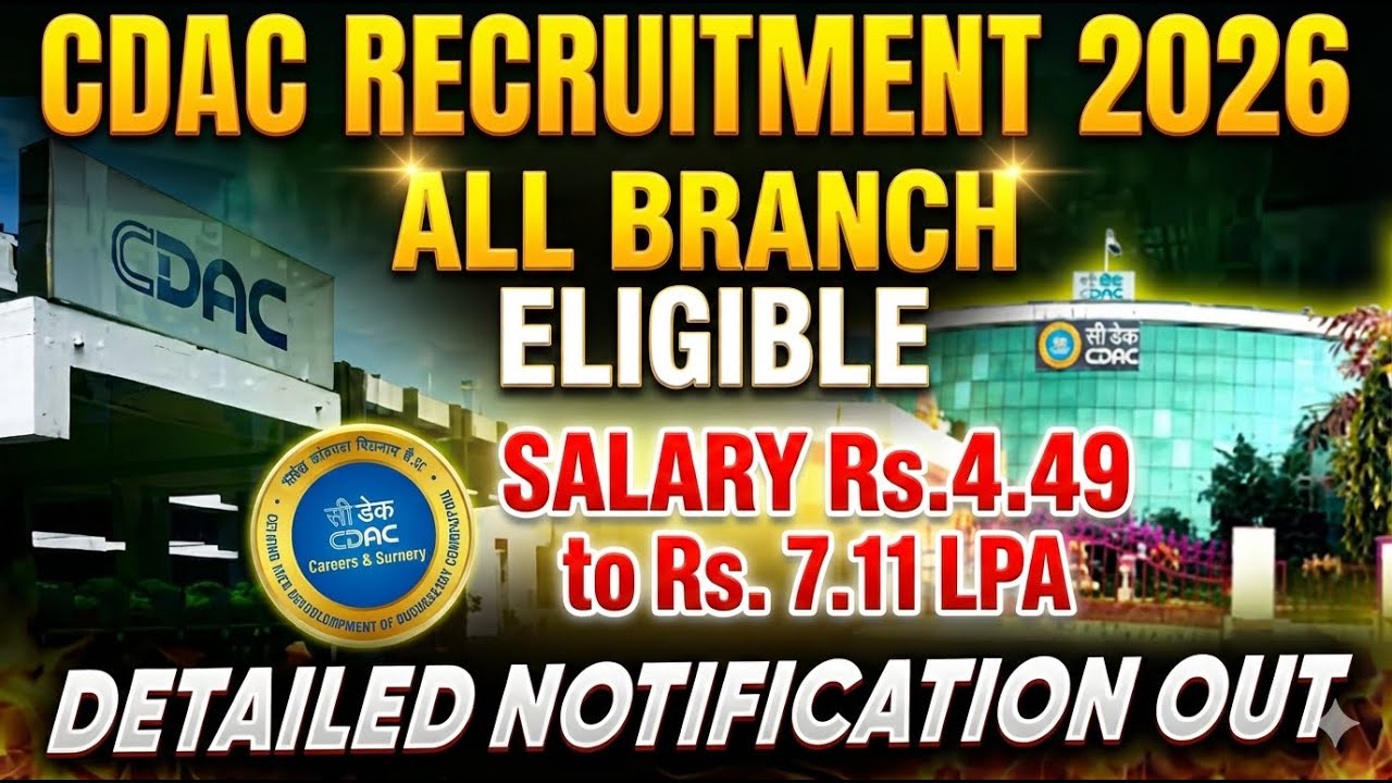 CDAC Recruitment 2026 Out |Age Limit, Total Posts, Salary | Detailed Notification Out | For Fresher