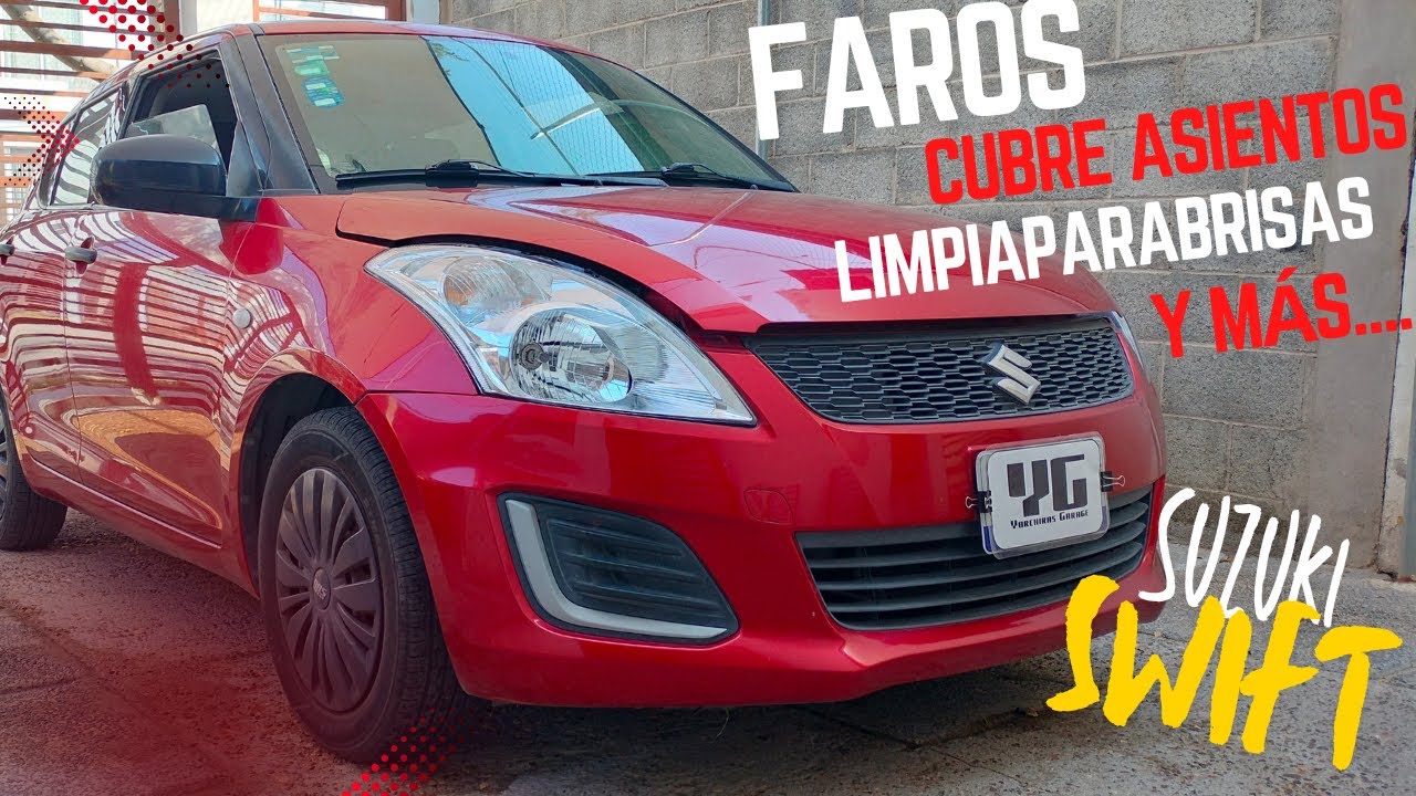 Instalamos nuevos faros, limpiaparabrisas, cubre asientos y más, a un Suzuki Swift.