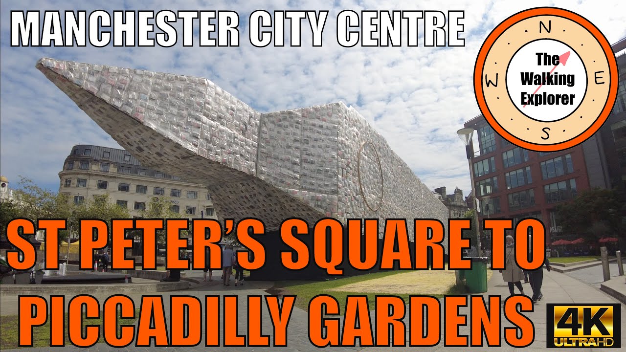 Manchester | St. Peter's Square to Piccadilly Gardens Walking Tour | July 2021 | 4K | CC