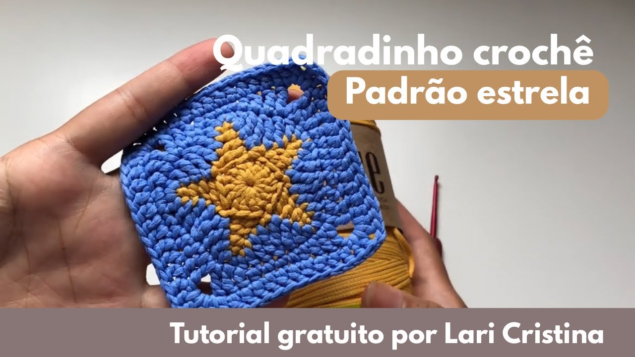 Tutorial Square estrela - Quadradinho de croch&ecirc; #crochet #grannysquare #passoapassodecroche