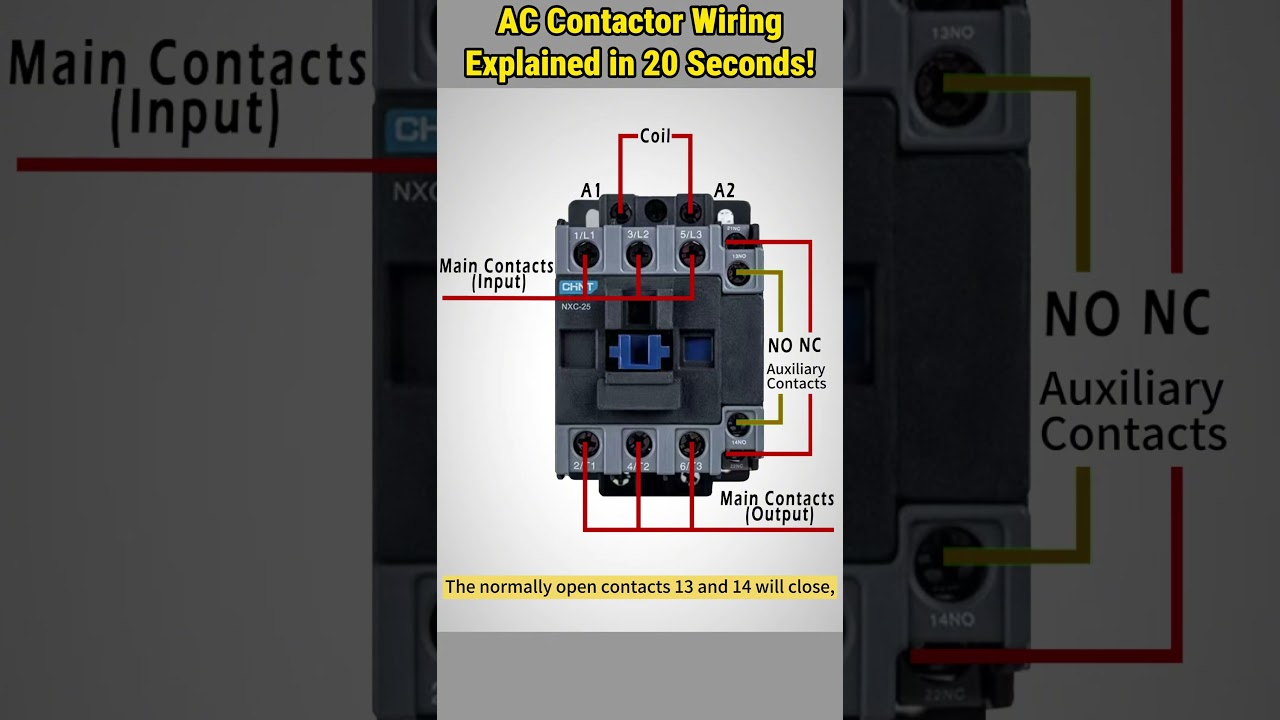 How to Wire AC Contactor with 2NO+2NC Auxiliary Contacts #howto #contactor #wiring #guide