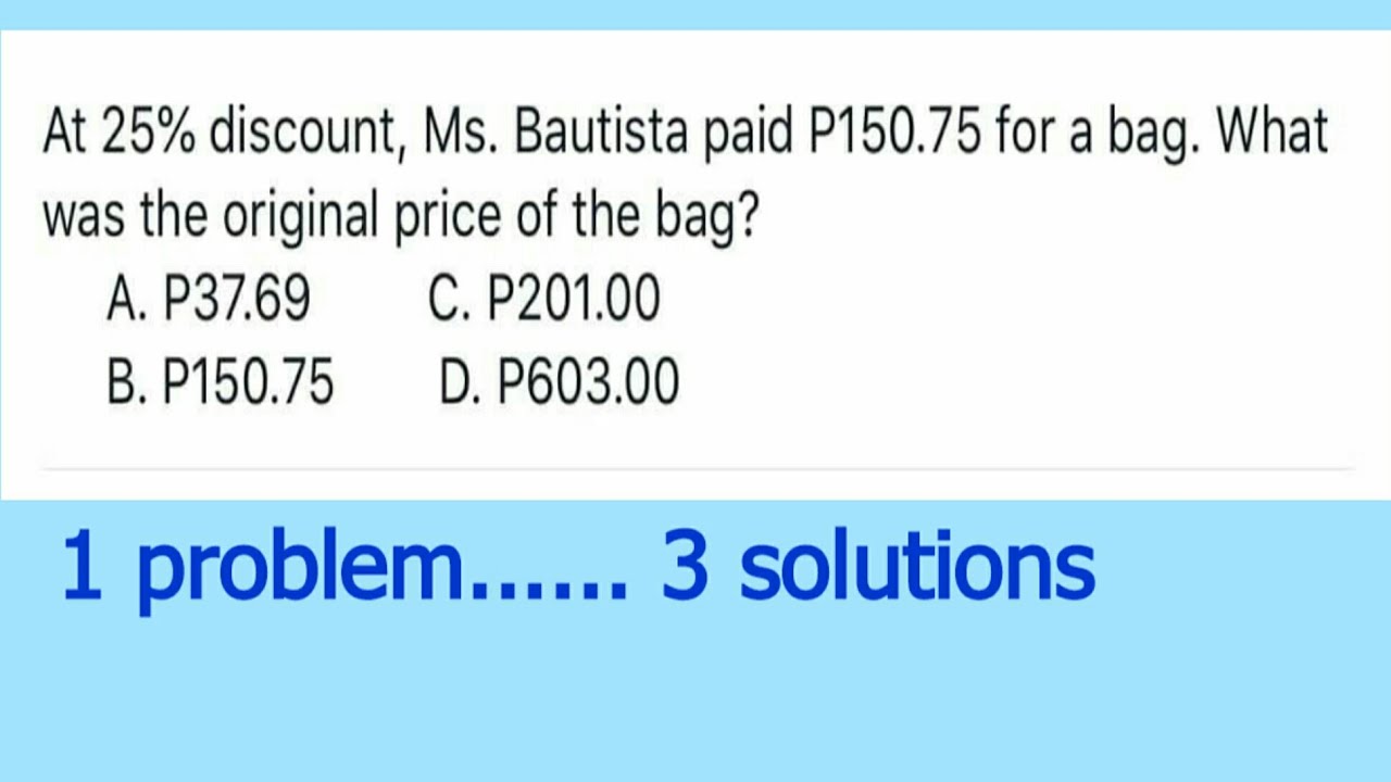 What was the original price? [Discount problem]