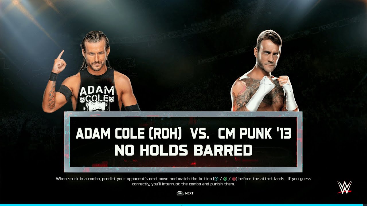 WWE 2K25 FULL MATCH - CM Punk vs. Adam Cole - No Holds Barred Grudge Match!