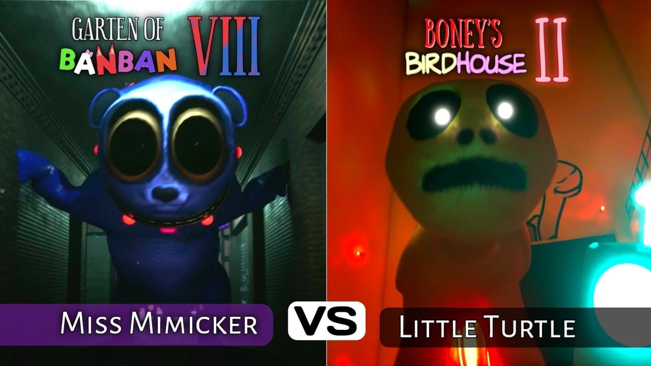 GARTEN OF BANBAN 8 MISS MIMICKER CHASE vs BONEY'S BIRDHOUSE 2 LITTLE TURTLE CHASE + Jumpscares!