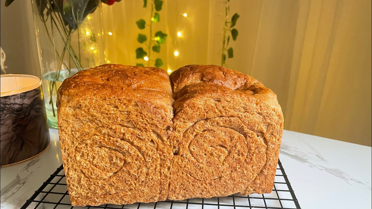 توست صحي بدقيق القمح الكامل بدون بيض بدون زبدة✌🏻😍 100% whole wheat toast loaf