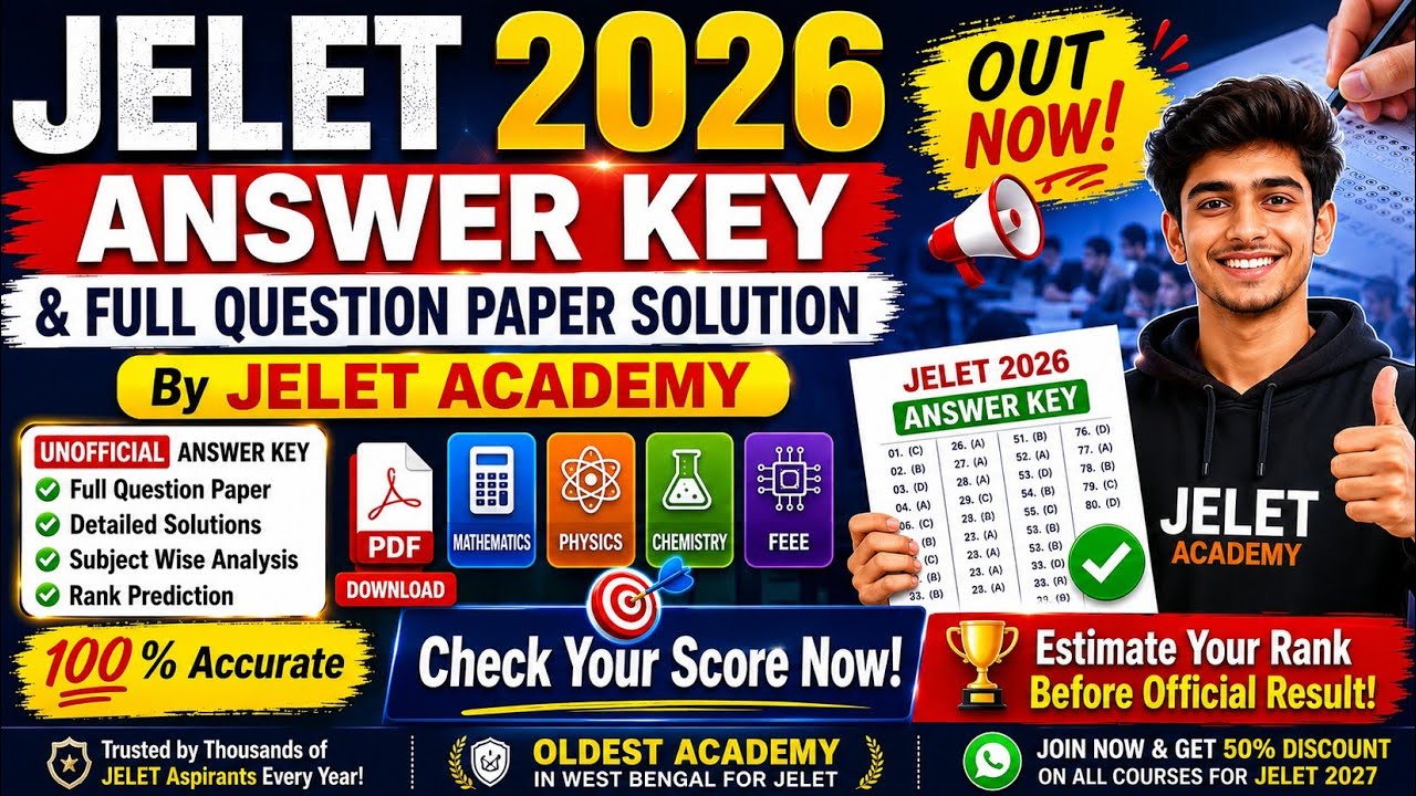 JELET 2026 Answer Key 🔥 | Full Question Paper Solution | Expected Marks & Rank | JELET Academy