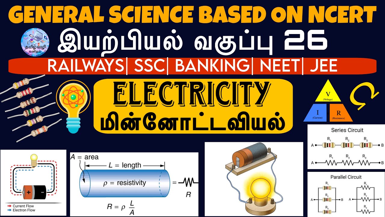 ELECTRICITY( மின்னோட்டவியல்)|PHYSICS LESSON 8| NCERT SCIENCE IN TAMIL USEFUL FOR ALL RAILWAY EXAMS