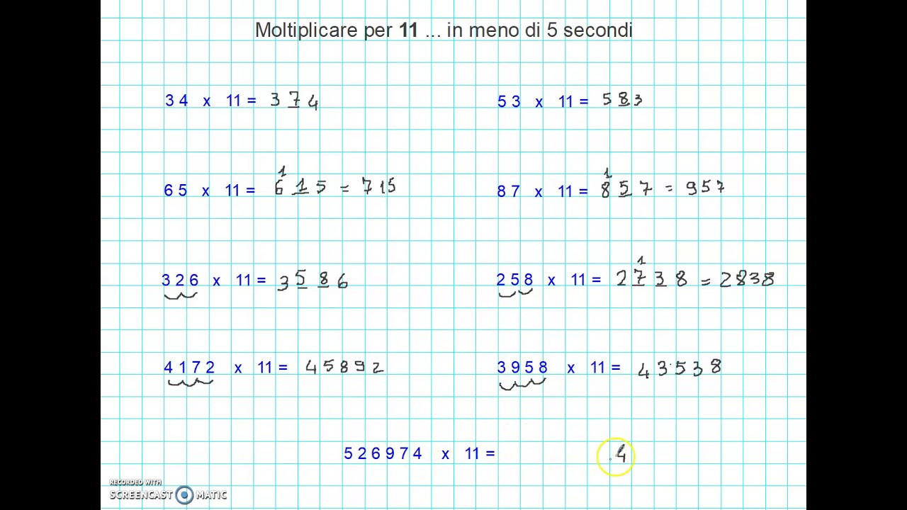 Moltiplicare per 11    in meno di 5 secondi