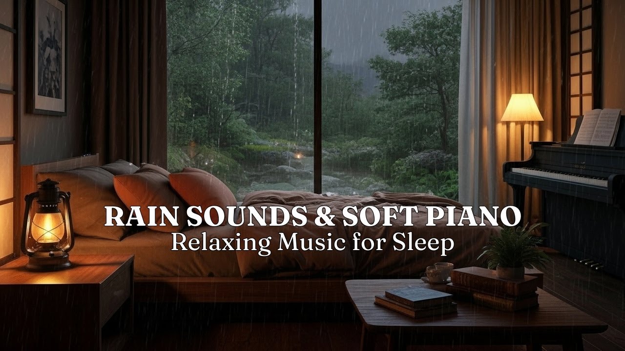 Deep Sleep 💤 Rain Music in Warm Cozy Room
