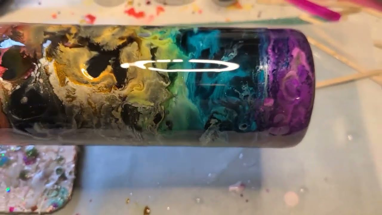 Testing Alexes Epoxy on an Alcohol Ink Swirl Tumbler
