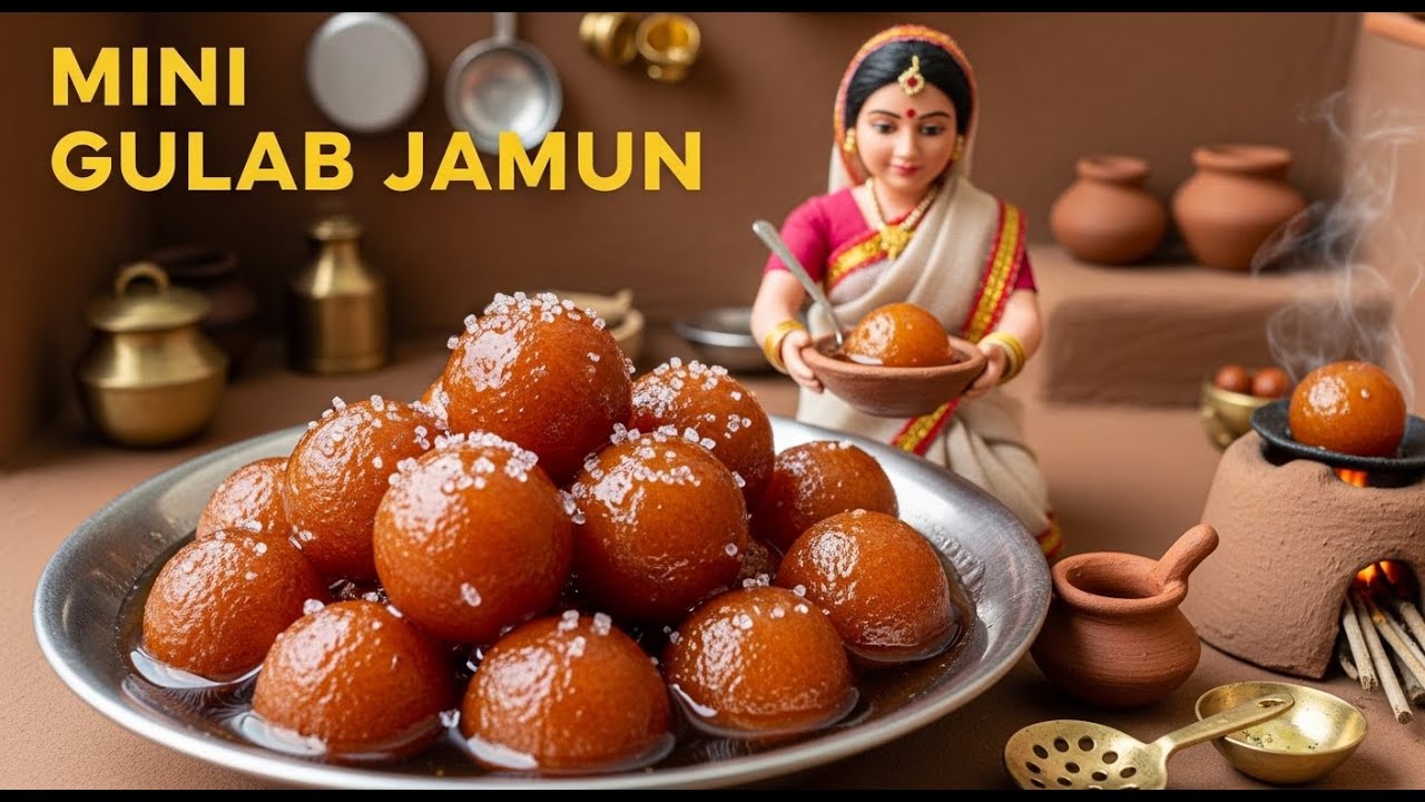 Miniature Doll Gulab Jamun Cooking ASMR | Indian Village Tiny Kitchen