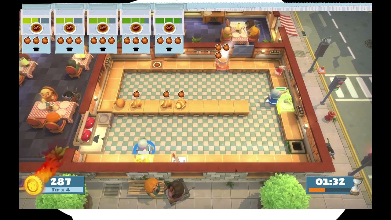 Overcooked: All You Can Eat | Level 1-1 | 4 stars, single player