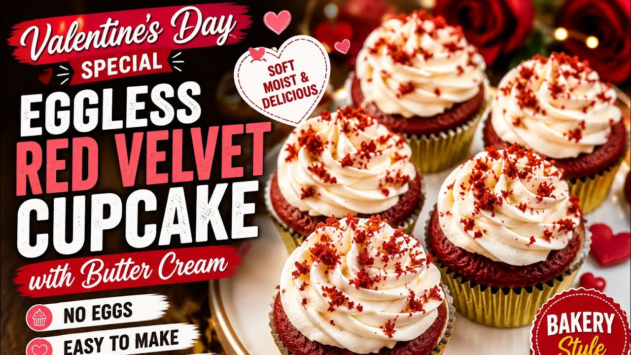 Valentine's day special❤️ Eggless Red velvet cupcake with butter cream cheese frosting 💞🎀♥️ 
