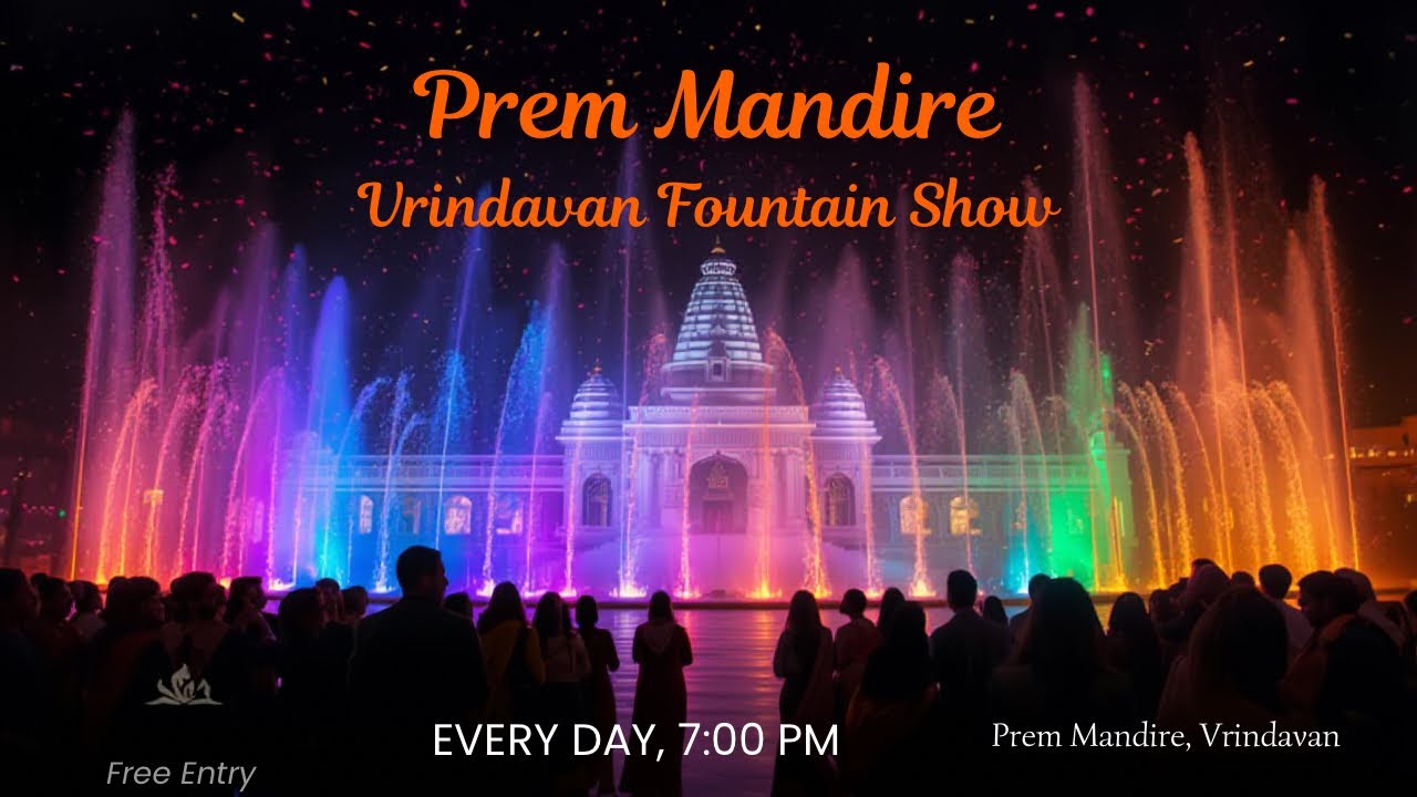 Prem Mandir Vrindavan Night Fountain Show | Peaceful & Divine Vibes 🙏#vrindavan #premmandir