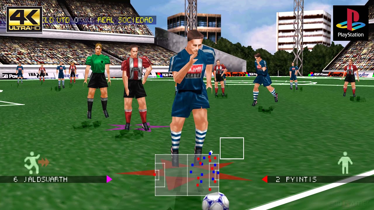 Adidas Power Soccer 98 - Gameplay PSX / PS1 / PGXP / Widescreen 4k 2160p (DuckStation)