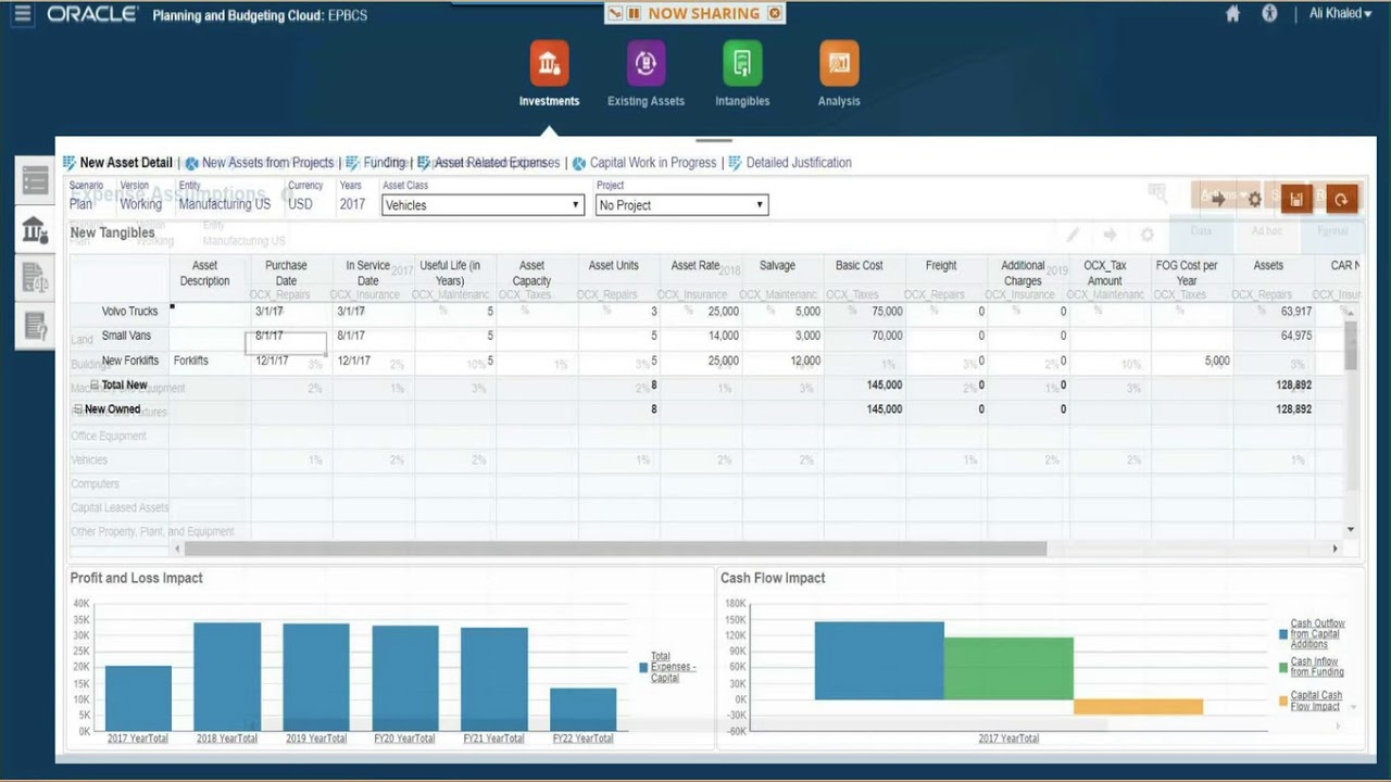 Capital Asset Planning in Oracle Enterprise Planning and Budgeting Cloud Service