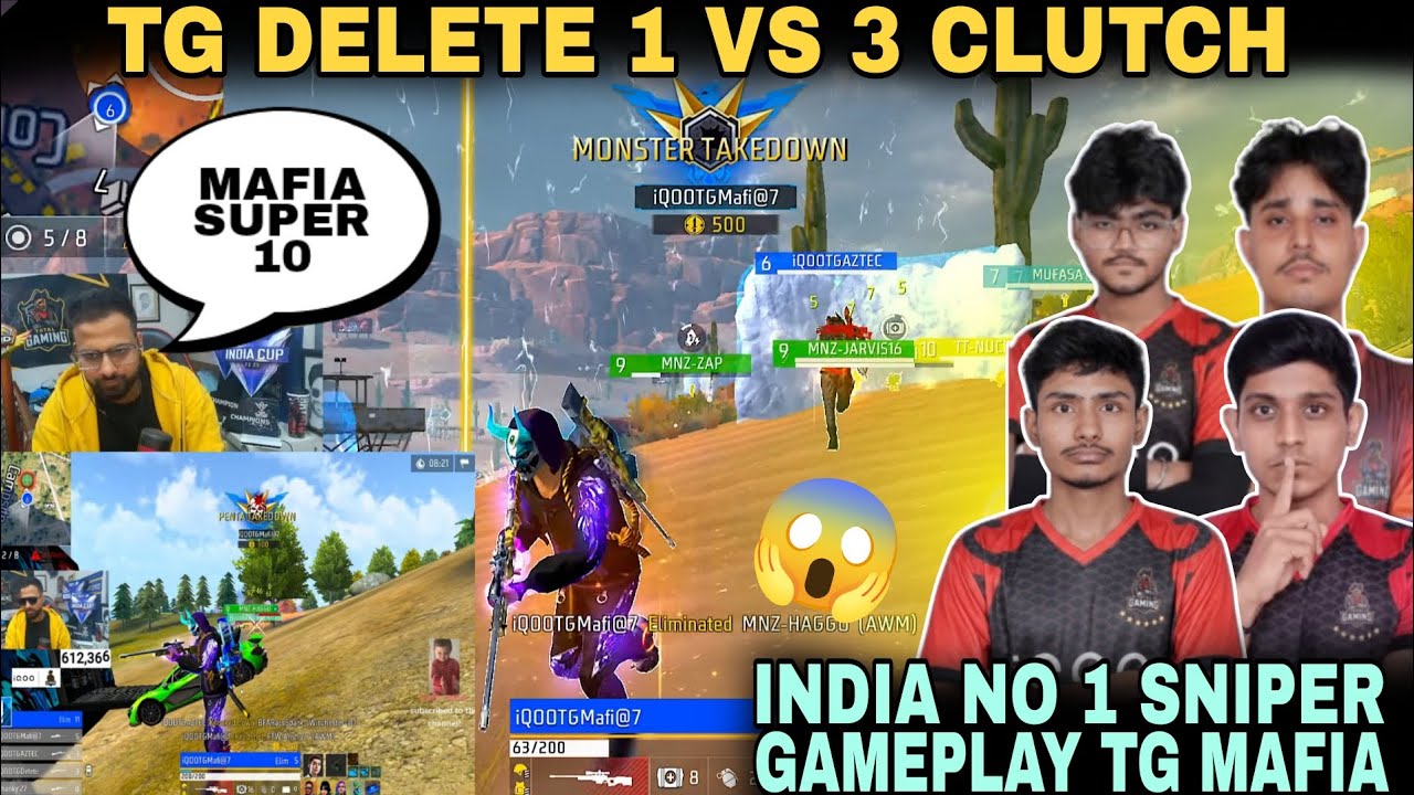 TG DELETE 1 VS 3 CLUTCH 😱| INDIA NO- 1 SNIPER GAMEPLAY TG MAFIA 🔥| SOLO 10 KILLS MAFIA |@FOZYAJAY 