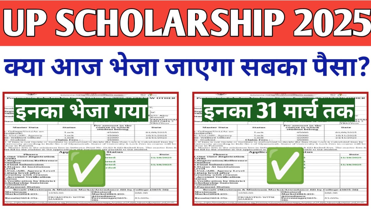 UP Scholarship Payment Update 2025-26 | UP Scholarship Paisa Kab Aayega 2025-26