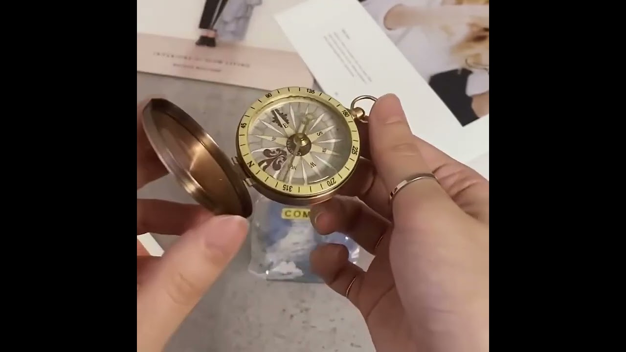 High Quality Bronze flip cover compass orientation metal pocket watch Compass #camping