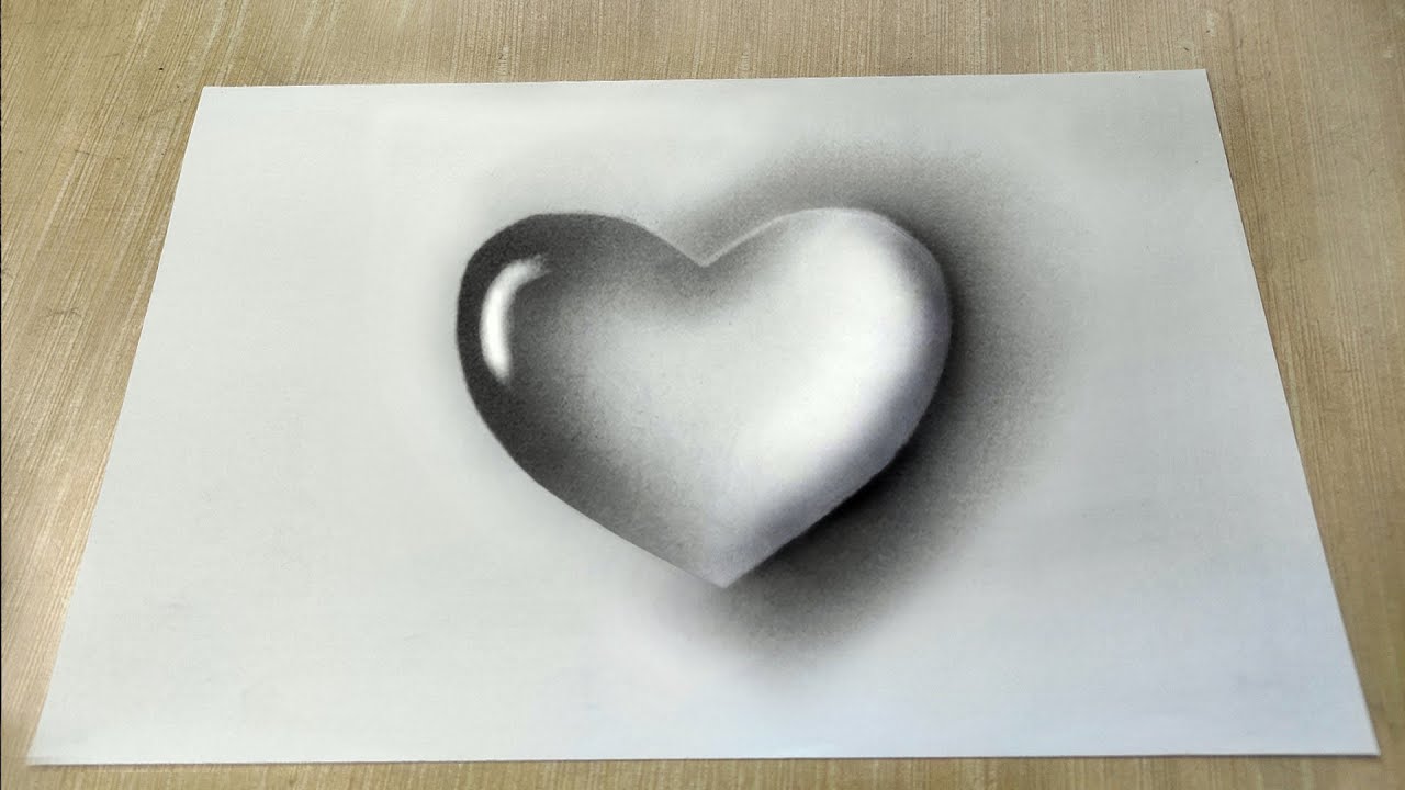 #3D_Drawing : 3D Heart Water Drop Drawing 💙| Realistic 3D Water Drop illusion Drawing of a Heart
