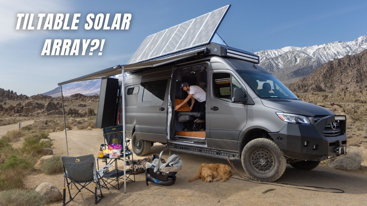 Yacht-Style Van w/ 1200w Tilting Solar Array , HUGE Rainfall Shower & Kid Safe Seat!