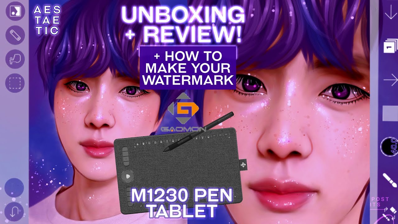 How to Make A Watermark + Review & Unboxing of GAOMON's New Release M1230 Pen Tablet ft. BTS Seokjin