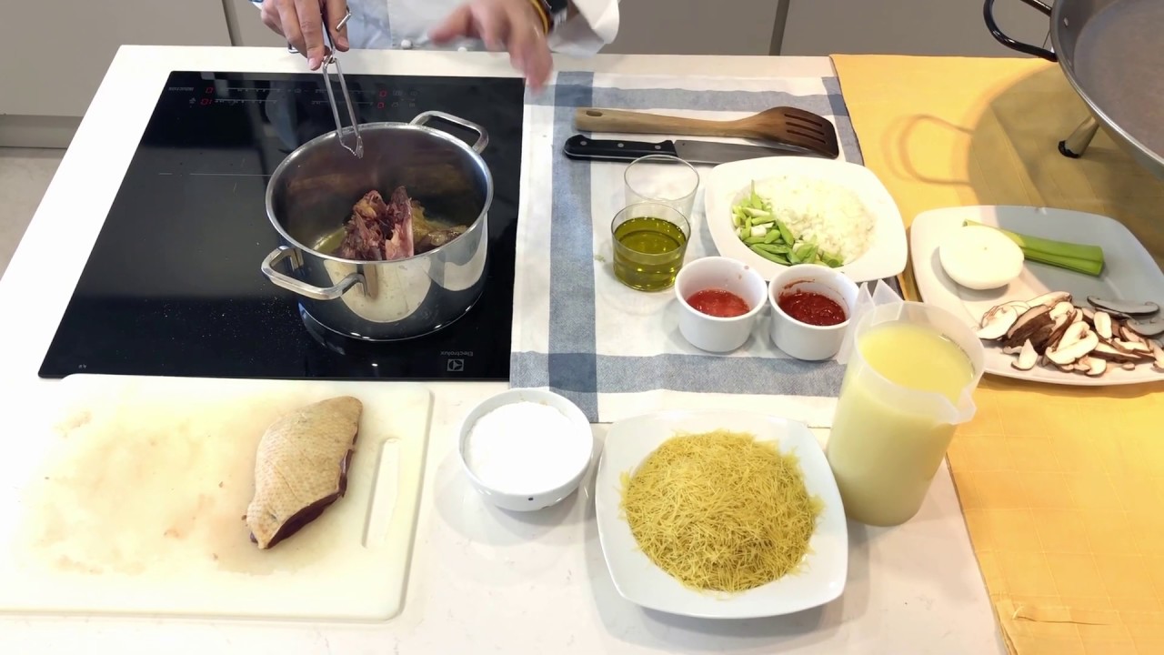 Fideua fina pato y setas