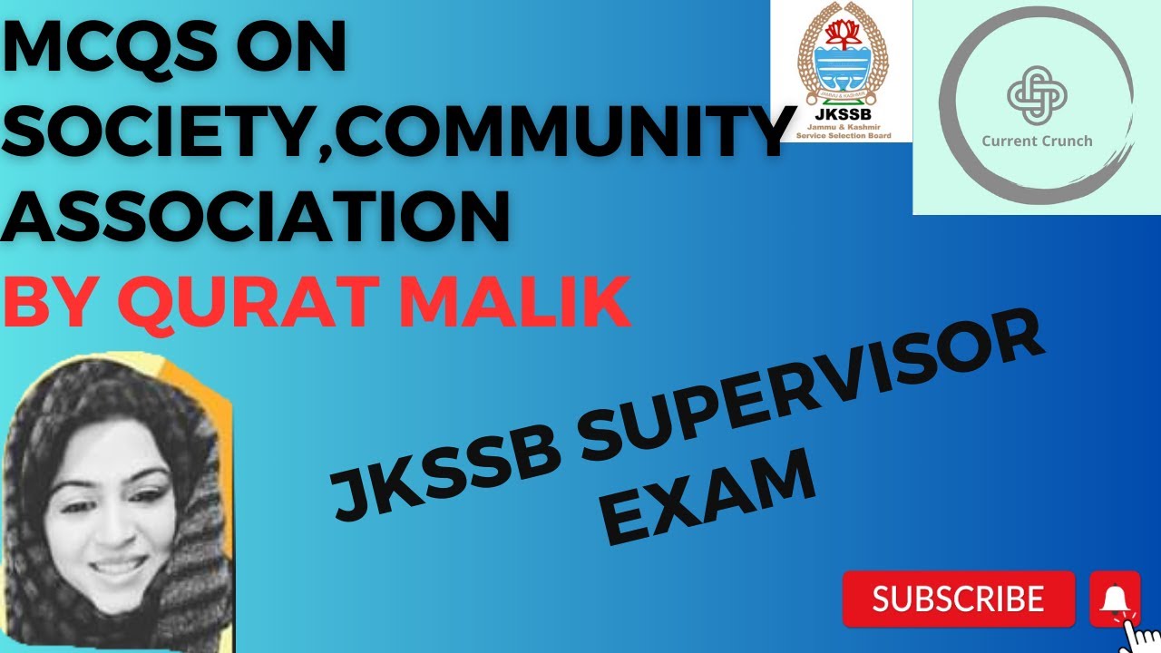 MCQs on Society, community and Association ~ JKSSB SUPERVISOR EXAM
