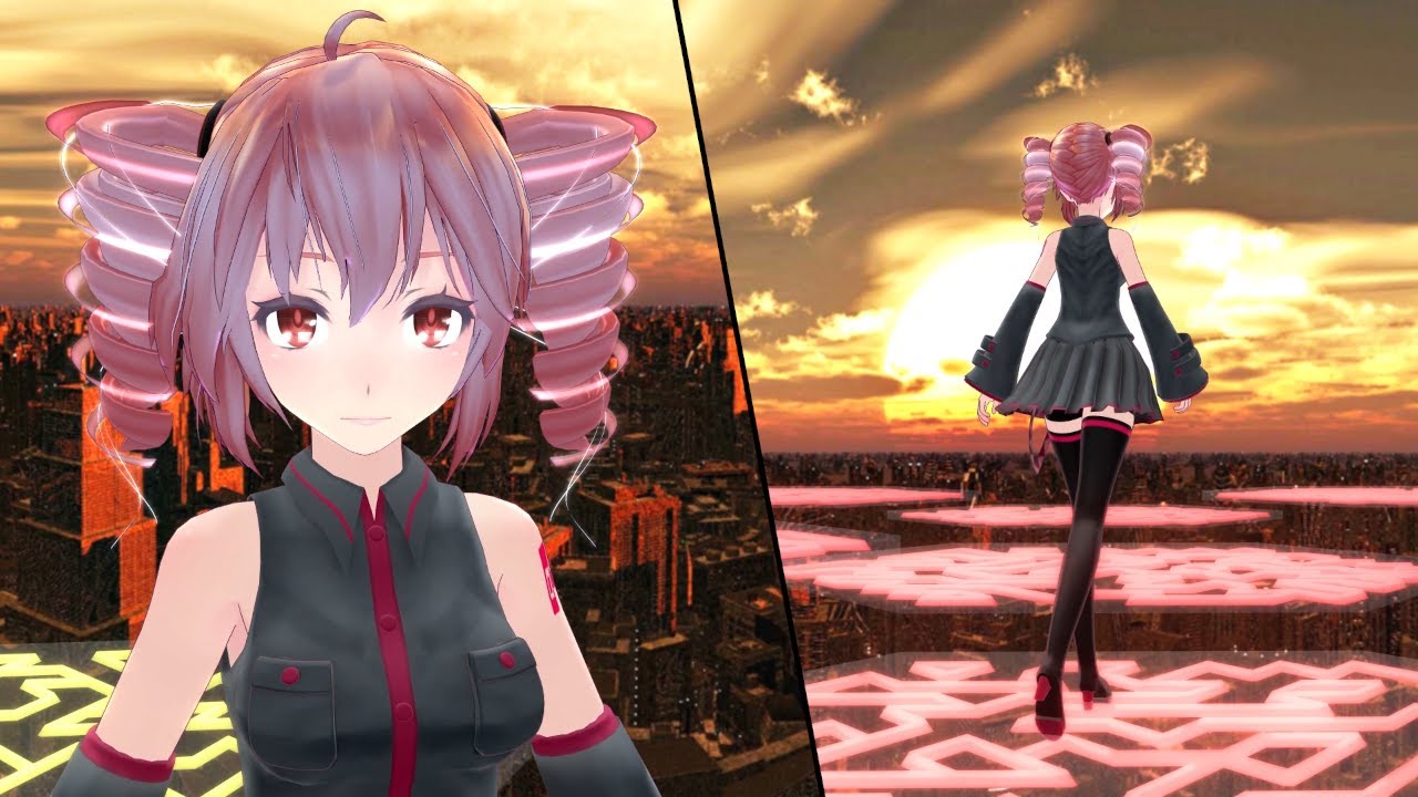 【MMD】重音テトが未来都市の上空を散歩する動画