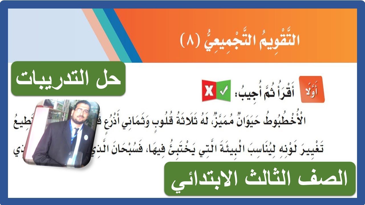 التقويم التجميعي ( 8 ) الصف الثالث الابتدائي لغتي