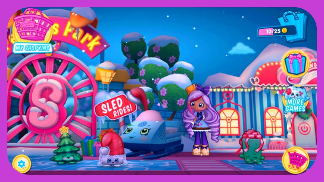 Shopkins World Game Winter in Shopville Sled Rides Gameplay