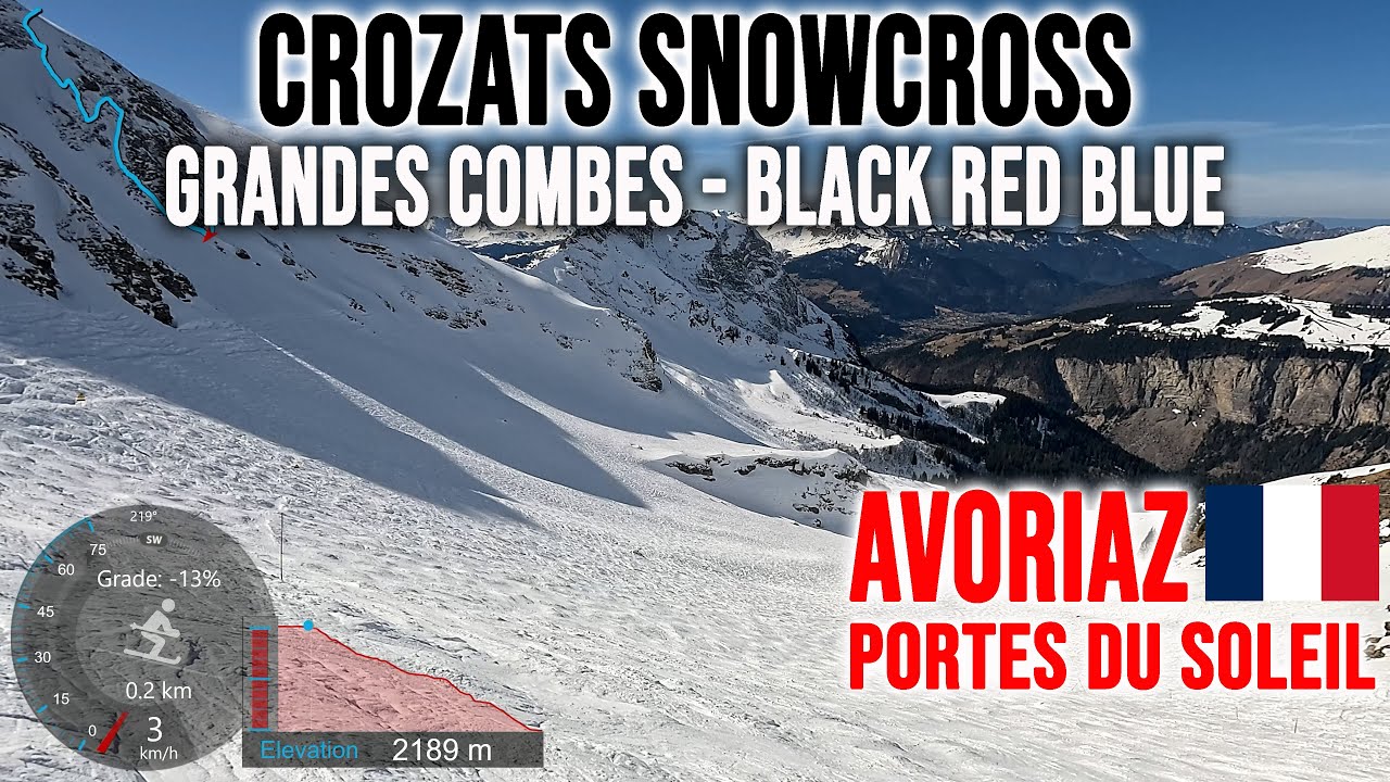 [4K] Skiing Avoriaz, Crozats Snowcross - Grandes Combes Black Red & Blue Runs, France, GoPro HERO13