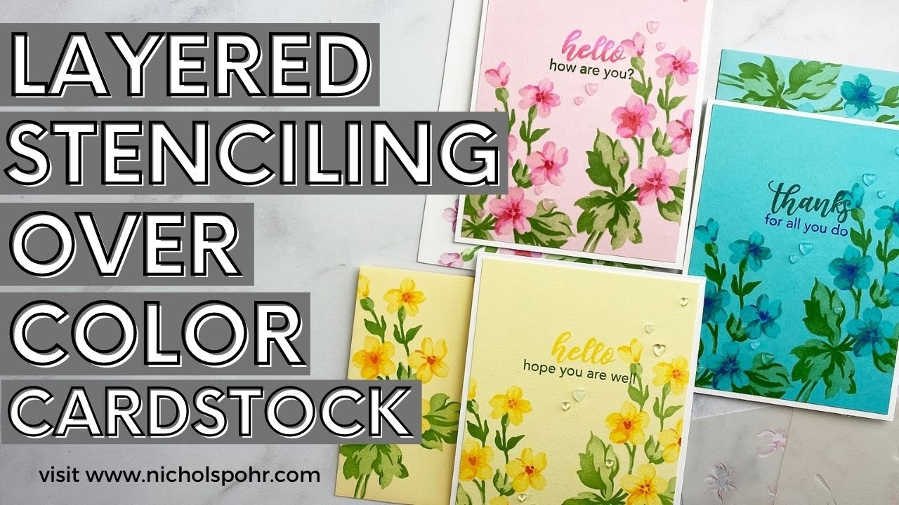 Layered Stenciling Over Color Cardstock (Altenew Video Hop + Giveaway)