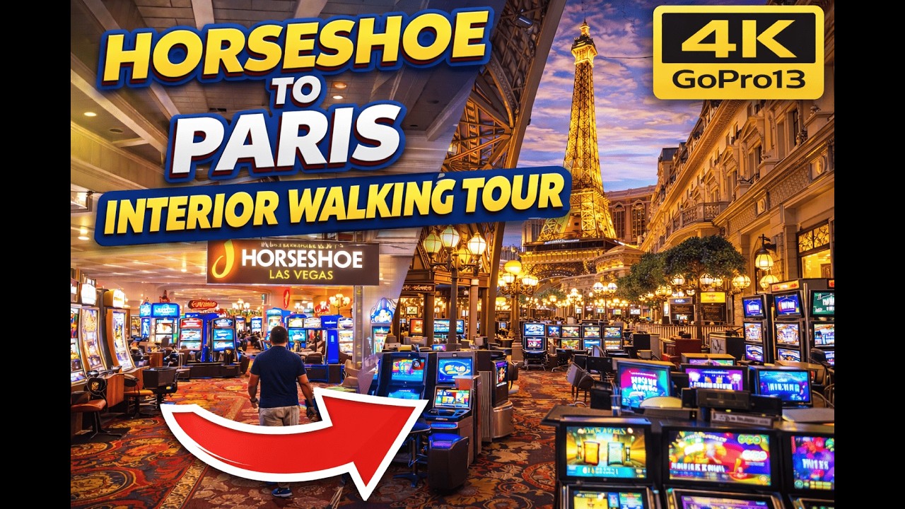 Horseshoe to Paris Interior Walking Tour - Las Vegas - Walking Ambiance Tour - 4K GoPro13