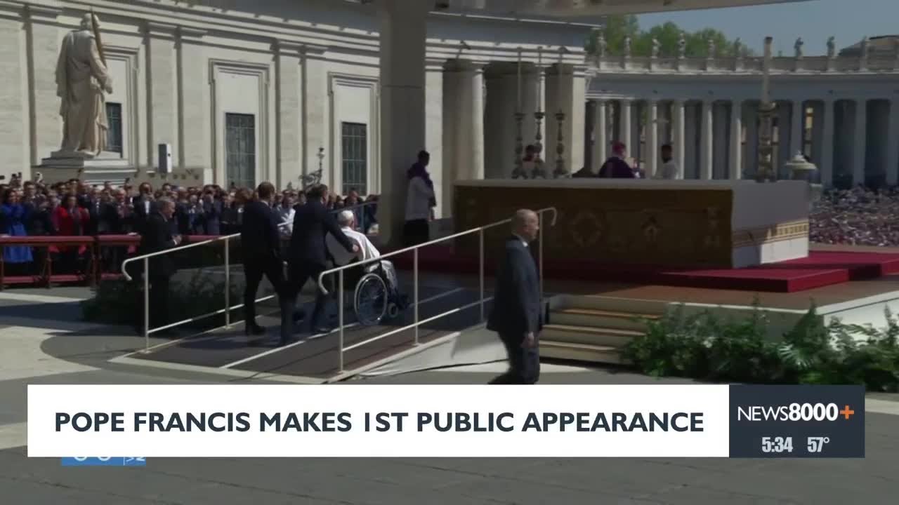 Pope Francis make first public appearance since being discharged from the hospital