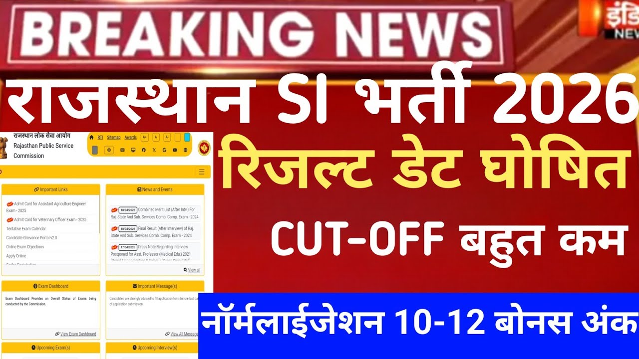 Rajasthan si result 2026/Rpsc si exam CUT-OFF 2026/Rpsc si result 2026/Rpsc si physical test 2026