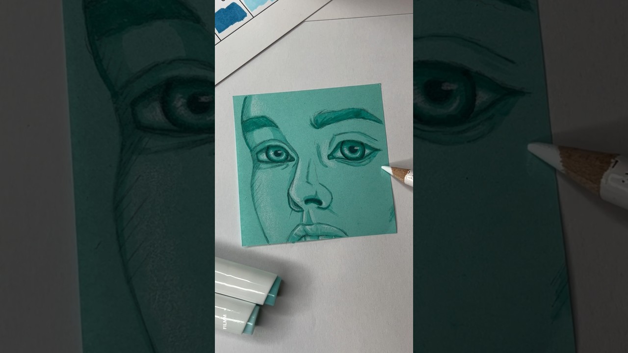 A quick portrait on a post it 🖊️ #art #ohuhumarkers #postit