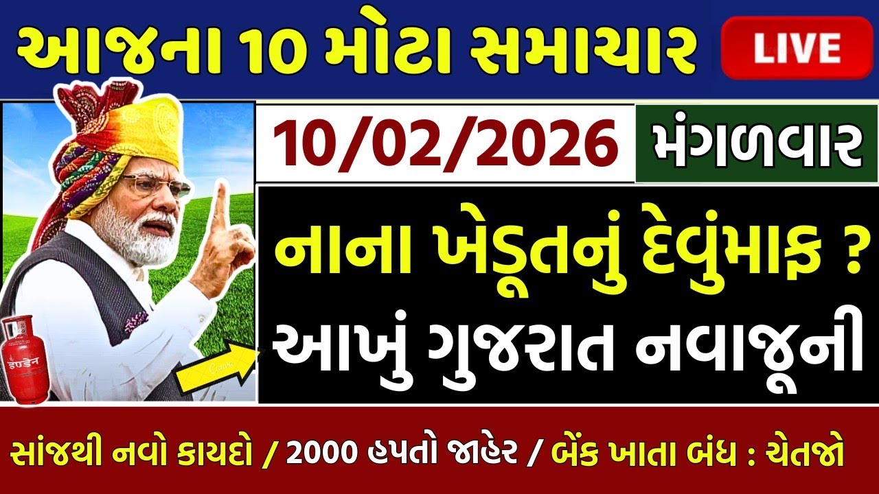 આજના તાજા સમાચાર/ લોનમાફ, ખેડૂતો: 15000 સહાય,2000 હપ્તો,નવા નિયમ,3 યોજના,આધારકાર્ડ / khedut samachar