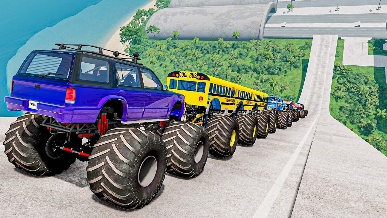 #208  Epic High Speed Monster Jumps | Monster Trucks & Cars - Beamng Drive