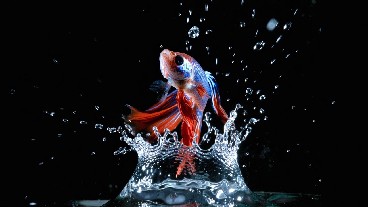 Betta Fish Feeding Slow Motion 4K 🐠 Relaxing TV Loop with Calm Music
