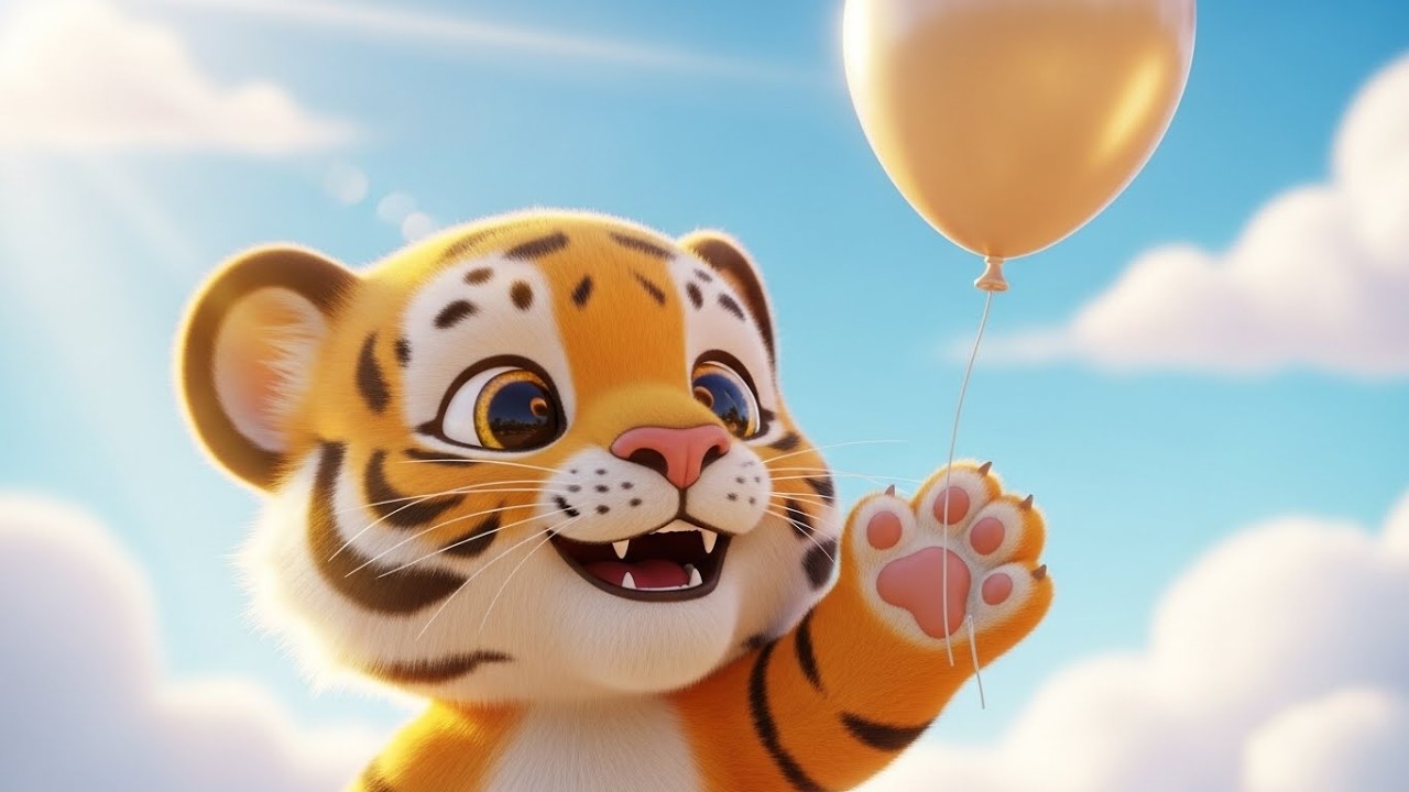 Contando Globos con el Bebé Tigre | canción infantil para aprender números | Educación y diversión